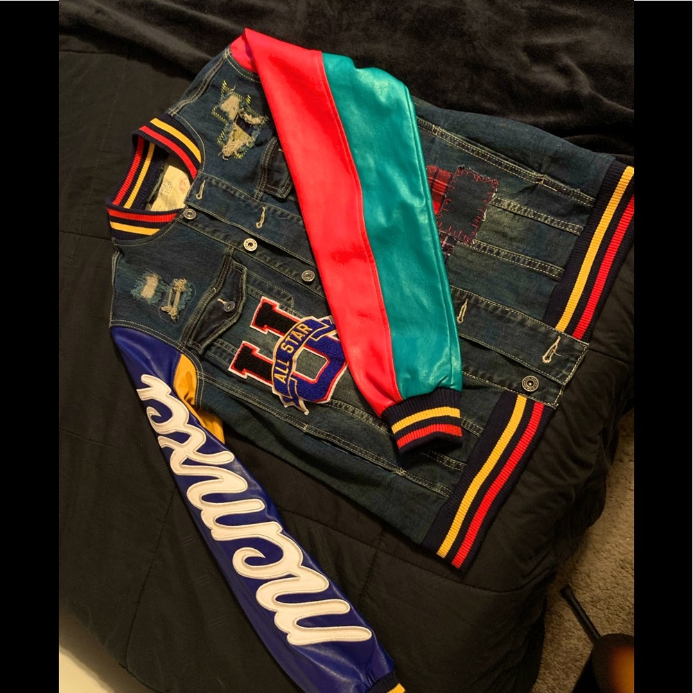 Men’s Smokerise Patch Denim Varsity Jacket